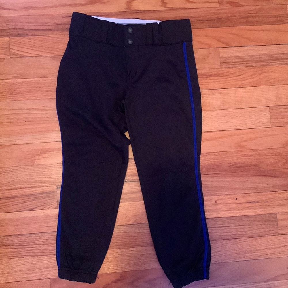 chanpro softball pants with blue stripe cropped